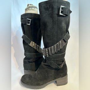 Charles David “Beck” black suede boots NWOT